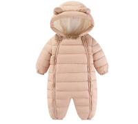 Happy Cherry - Mameluco Bebé Niño Niña Mono Invierno Buzo Recién Nacido Traje de Nieve Cálido Infantil Ropa de Una Pieza con Capucha Pelele Entero para Otoño Primavera - 5-10 Meses - Rosa