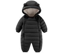 Happy Cherry - Mono Bebé Mameluco Invierno Buzo Niño Niña Recién Nacido Traje de Nieve con Capucha Ropa de Una Pieza Grueso Pelele Entero Cuerpo Infantil para Otoño Primavera - 10-18 Meses - Negro