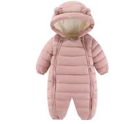 Happy Cherry - Mono Bebé Mameluco Invierno Buzo Niño Niña Recién Nacido Traje de Nieve con Capucha Ropa de Una Pieza Grueso Pelele Entero Cuerpo Infantil para Otoño Primavera - 10-18 Meses - Rosa
