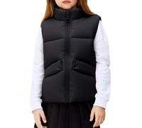 Happy Cherry - Niña Niño Abrigo sin Mangas Acolchado Chaleco Invierno Infantil Cuello Levantado para Primavera Otoño Chalecos Cálidos Primavera Otoño para Deportes Al Aire Libre - 140-146 - Negro