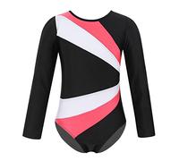 Happy Cherry Niñas Traje de gimnasia para niños Traje sin mangas/manga larga Ballet Ropa de baile Gradiente Leotards brillante estampado de una pieza 5-14 años, Estilo 1 Azul Manga larga, 130 cm