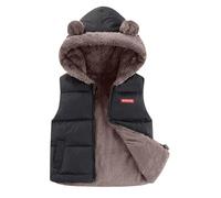 Happy Cherry - Niño Chaleco Acolchado con Forro Cálido Niña Abrigo sin Mangas Invierno Chalecos Niños Niñas Encapuchados Chaqueta Caliente con Capucha Infantil - 5-6 Años - Negro