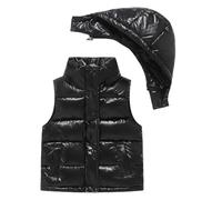 Happy Cherry - Niño Chaleco con Capucha Removible Chalecos Invierno Infantil Niña Chaqueta sin Mangas Abrigo Acolchado Cálido para Primavera Otoño - 160-170cm - Negro