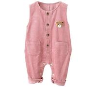 Happy Cherry - Niño Niña Pana Pantalones de Peto Bebé Overol Infantil Conjunto de Mono Pantalones Largos Algodón para Verano Primavera Otoño Invierno - 24-30 Meses - Rosa