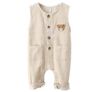 Happy Cherry - Niño Niña Pana Pantalones de Peto Bebé Overol Infantil Conjunto de Mono Pantalones Largos Algodón para Verano Primavera Otoño Invierno - 24-30 Meses - Beige