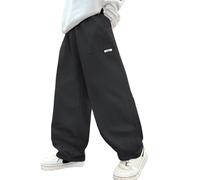 Happy Cherry - Niño Pantalón de Cargo Estilo Callejero Joggers Algodón Verano Infantil Adolescentes Pantalones Largos Hip-Hop Pierna Ancha Casual para Deportes Al Aire Libre - 160-170 - Negro