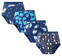 Happy Cherry Pack de 4 pantalones de entrenamiento para bebé, ropa interior para niños, niñas, algodón, pañales, entrenamiento, diseño de animales, pantalones de entrenamiento de 0 a 3 años, Azul 4