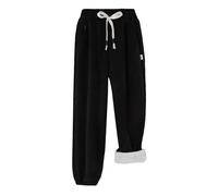 Happy Cherry - Pantalón Cálido Invierno Jogger Niño de Forro Polar Pantalones Largo de Chándal Jogging Deportivo Acolchado Grueso Infantil Ropa Caliente para Escuela Aire Libre - Negro - 122-128 cm