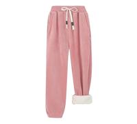 Happy Cherry - Pantalón Cálido Invierno Jogger Niño de Forro Polar Pantalones Largo de Chándal Jogging Deportivo Acolchado Grueso Infantil Ropa Caliente para Escuela Aire Libre - Rosa - 122-128 cm