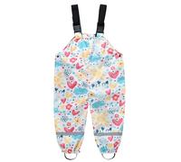 Happy Cherry - Pantalones de Lluvia con Peto Mono Ropa Impermeable Unisex Pantalón Impermeables con Tirantes de Barro para Al Aire Libre Día lluvioso Jugando en Barro - 4-5 Años - Blanco