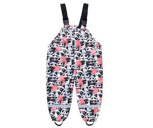 Happy Cherry - Pantalones de Lluvia con Peto Mono Ropa Impermeable Unisex Pantalón Impermeables con Tirantes de Barro para Al Aire Libre Día lluvioso Jugando en Barro - 4-5 Años - Negro