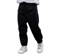 Happy Cherry - Pantalones de Pana Infantil Pantalones Casuales Invierno Niño Niña Pantalón Largo Deportivo con Cintura Elástica para Primavera Otoño - 5-6 Años - Negro