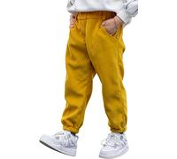 Happy Cherry - Pantalones Invierno Niño Niña Pantalones de Pana Infantil Pantalón Largo Casual con Cintura Elástica Primavera Otoño para Deportes Al Aire Libre - 8-10 Años - Amarillo