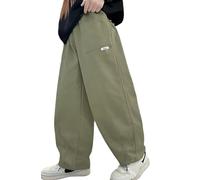 Happy Cherry - Pantalones Largos Algodón Casual Niño Adolescente Infantil Niños Pantalón de Cargo Holgado Hip Hop con Cintura Elástica para Verano Primavera Otoño Invierno - 150-160 - Verde