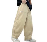 Happy Cherry - Pantalones Largos Niño Adolescente Pierna Ancha Hip Hop Algodón Infantil Niños Pantalón de Cargo Verano Casual Deportivo con Cintura Elástica y Bolsillos - 130-140 - Caqui