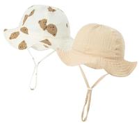 Happy Cherry - Sombrero Bebé Verano Niño Niña Gorra de Sol de Playa con ala Ancha para Vacaciones al Aire Libre Gorra de Pescador Niños Niñas Infantil Bucket Hat - 3-12 Meses - Caqui