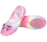 Happy Cherry Zapatillas de ballet para niña, suela de piel dividida, zapatos de danza, ballet, entrenamiento, zapatos de baile, talla 25-35 EU, 01 Rainbow Colours, 25 EU