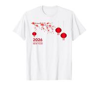 Happy Chinese New Year 2026 tee Funny Lantern Cherry Blossom Camiseta
