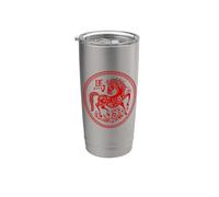 Happy Chinese New Year 2026 Traditional Year of the Horse Vaso térmico de acero inoxidable de doble pared