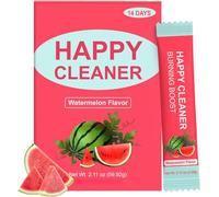 Happy Cleaner, Mezcla natural de antioxidantes y vegetales verdes con frutas y verduras, A base de plantas, Vegano (3 paquetes, Sabor sandía)