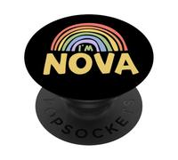 Happy Colorful I'm Nova Rainbow Pride First Name PopSockets PopGrip Adhesivo
