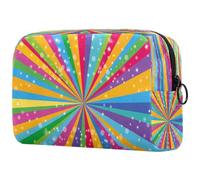 Happy Colorful Rainbow Diffusion - Bolsa de cosméticos para mujer, neceser de viaje, bolsa organizadora de maquillaje grande con cremallera, multicolor, 18.5x7.5x13cm/7.3x3x5.1in, Neceser