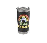 Happy Colorful Team Kamala Rainbow Pride Green Yellow Vaso térmico de acero inoxidable de doble pared