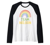 Happy Colorful Team Nelson Rainbow Pride Green Yellow Camiseta Manga Raglan
