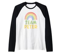 Happy Colorful Team Peter Rainbow Pride Green Yellow Camiseta Manga Raglan