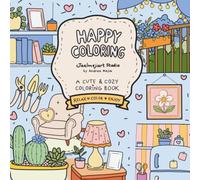 Happy Coloring, One Day at a Time at Home Hand-drawn illustration - Jaelmejiart Studio by Andrea Mejia: Hand-drawn illustration Simple & Rounded for Stress-Free Coloring