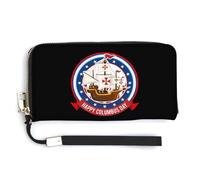 Happy Columbus Day - Cartera de piel con correa para la muñeca para hombres y mujeres, Estilo:, 20.0*10.5cm