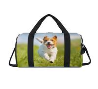 Happy Corgi Dog - Bolsa deportiva de lona con compartimento para zapatos, lindo perro, para fin de semana, viajes, gimnasio, organizador de equipaje para mujeres, hombres, niños y niñas
