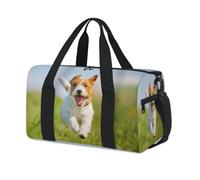 Happy Corgi Dog - Bolsas de lona deportivas para niños, niñas, mujeres, hombres, lindos perros para pasar la noche, fin de semana, bolsa de viaje para llevar al gimnasio, bolsas de lona casuales
