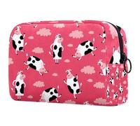 Happy Cow in The Sky - Neceser de viaje para mujer, bolsa organizadora de maquillaje grande con cremallera, multicolor, 18.5x7.5x13cm/7.3x3x5.1in, Neceser