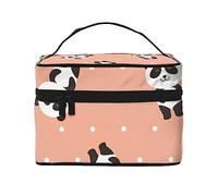 Happy Crabs Nautical Cute Crabs and Striped Pattern Cosmetic Bag Makeup Bag Travel Cosmetic Bags for Women Toiletry Bags, Panda con puntos, Talla única