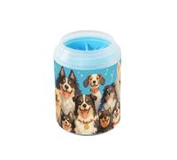 Happy Cute Dogs - Limpiador portátil para pies de mascotas con cepillo de silicona suave para perros medianos a grandes