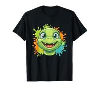 Happy Cute Turtle Face Splash Kids Ocean Vibes Camiseta