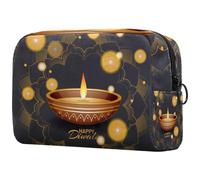 Happy Diwali Festival Mandala Pan - Neceser para mujer, neceser de viaje, bolsa organizadora de maquillaje grande con cremallera, multicolor, 18.5x7.5x13cm/7.3x3x5.1in, Neceser