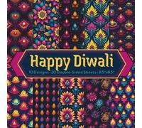 Happy Diwali Scrapbook Paper Craft Pad: 10 Festival of Lights Design, 20 Double-Side Sheets Printed on 8.5"x8.5" Sized Paper With Premium Vibrant ... Journal, DIY Projects, Cardstock, Collage Etc