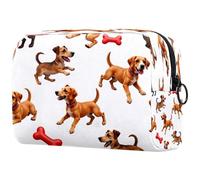 Happy Dogs and Bone - Bolsa de cosméticos para mujer, neceser de viaje, bolsa organizadora de maquillaje grande con cremallera, multicolor, 18.5x7.5x13cm/7.3x3x5.1in, Neceser