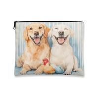 Happy Dogs - Bolsa de maquillaje de acuarela Golden Retriever y Labrador, bolsa de viaje para mujeres, organizador portátil con cremallera pequeña, regalo para amantes de los animales, Varios colores