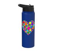 Happy Dot Day Heart Colorful Polka Dot Women Kids Teen Girl Stainless Steel Insulated Water Bottle