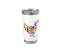Happy Dot Day Pollo Colorido Rainbow Polka Dots Vaso térmico de acero inoxidable de doble pared