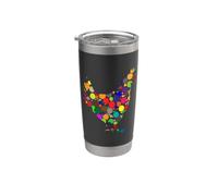Happy Dot Day Pollo Colorido Rainbow Polka Dots Vaso térmico de acero inoxidable de doble pared