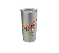 Happy Dot Day Pollo Colorido Rainbow Polka Dots Vaso térmico de acero inoxidable de doble pared