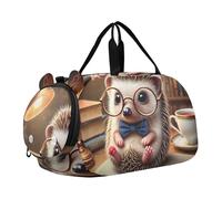 Happy Duck - Bolsa de viaje con paraguas para niñas, bolsa de viaje para fin de semana, bolsa de viaje para niños, bolsa de deporte para bailar, Cute Hedgehog Book Nerd, Classic