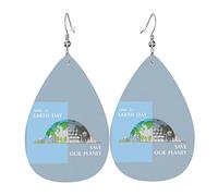 Happy Earth Day 2023 - Juego de pendientes de lágrima de cuero, pendientes colgantes suaves y ligeros para mujer