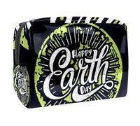 Happy Earth Day - Bolsa de cosméticos para mujer, bolsa de aseo de viaje, bolsa grande de PVC para maquillaje, práctica bolsa organizadora con cremallera, multicolor, 18.5x7.5x13cm/7.3x3x5.1in,
