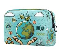 Happy Earth Day - Bolsa de cosméticos para mujer, neceser de viaje, bolsa organizadora de maquillaje grande con cremallera, multicolor, 18.5x7.5x13cm/7.3x3x5.1in, Neceser