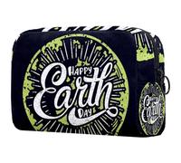 Happy Earth Day - Bolsa de cosméticos para mujer, neceser de viaje, bolsa organizadora de maquillaje grande con cremallera, multicolor, 18.5x7.5x13cm/7.3x3x5.1in, Neceser